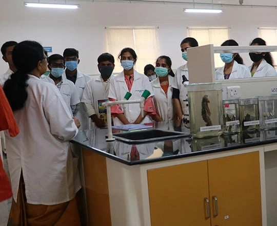 students practicse in lab