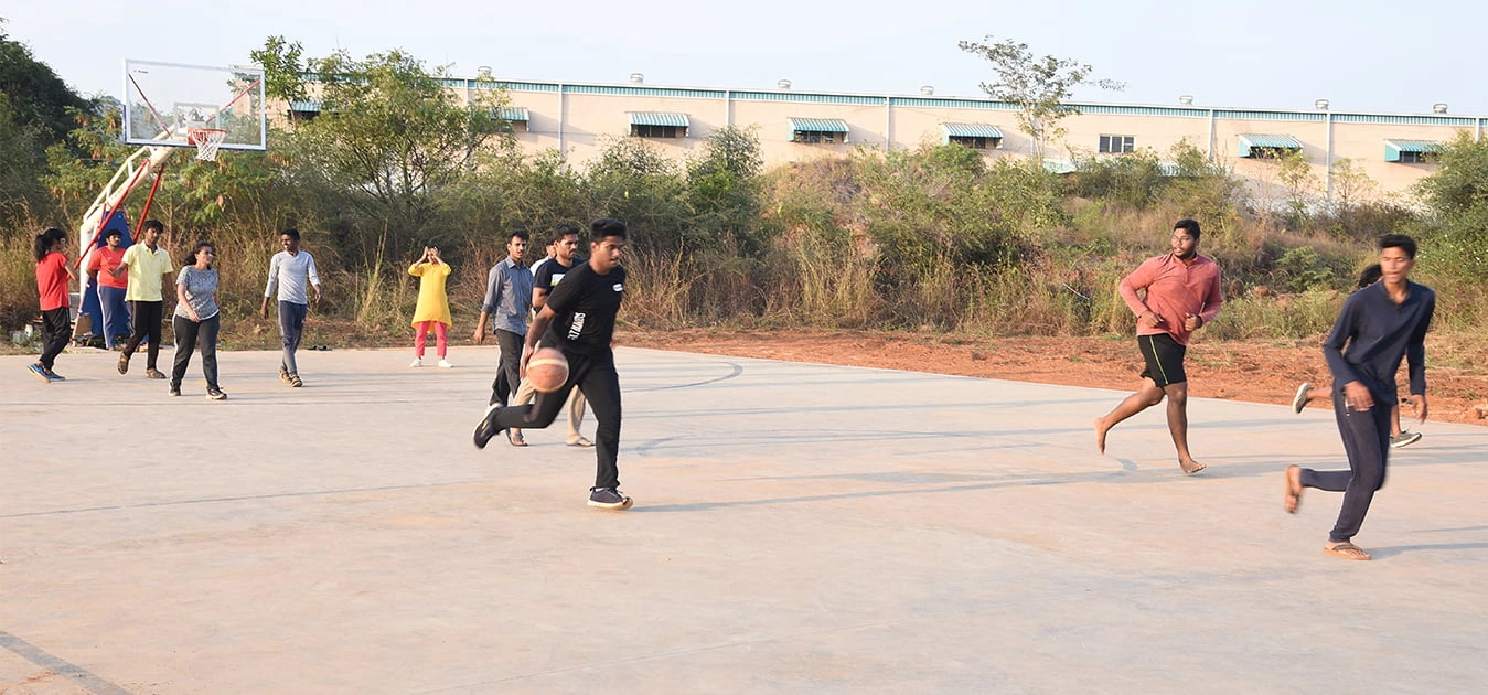 Apollo University’s multi-sport outdoor courts including basketball zone for student athletics