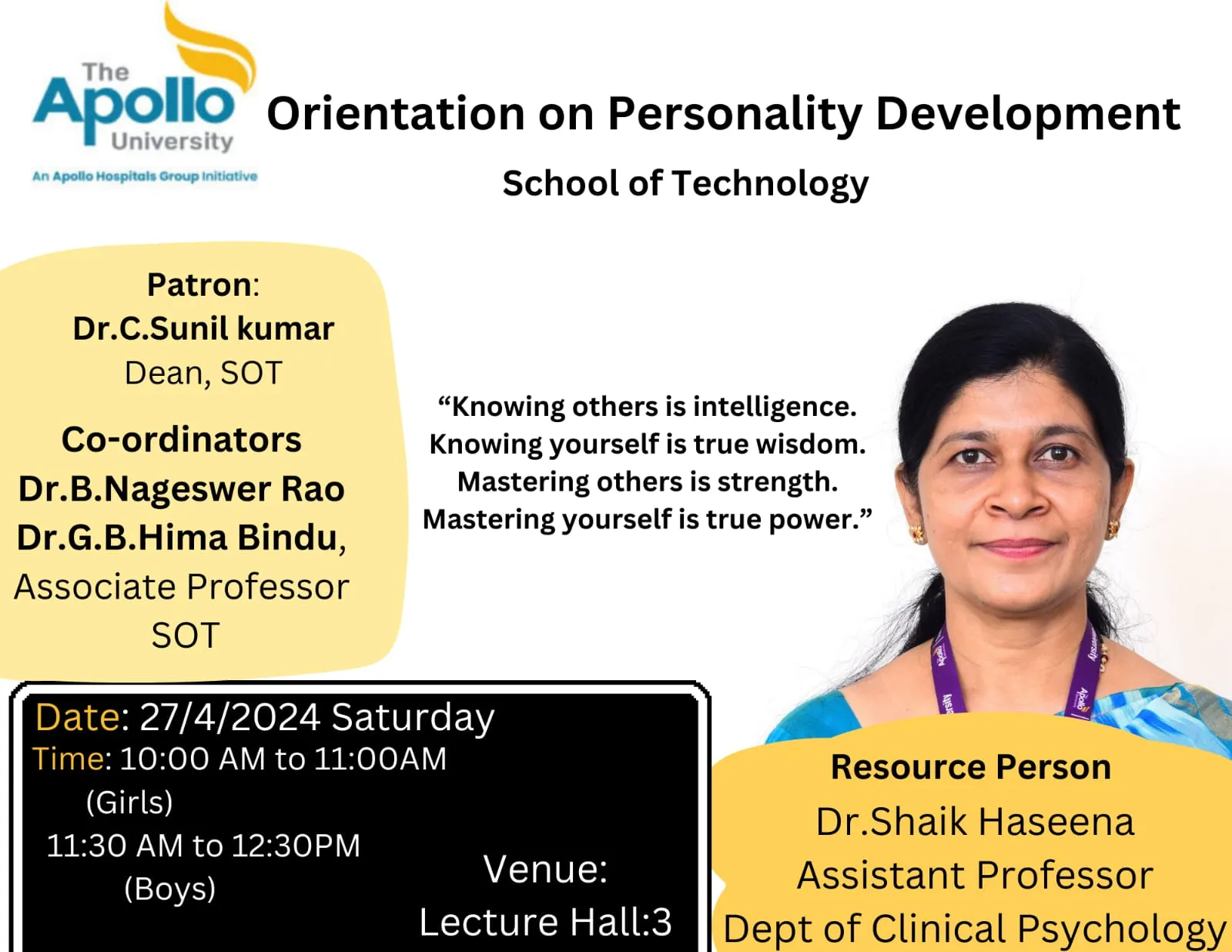 Personality Development session at TAU
