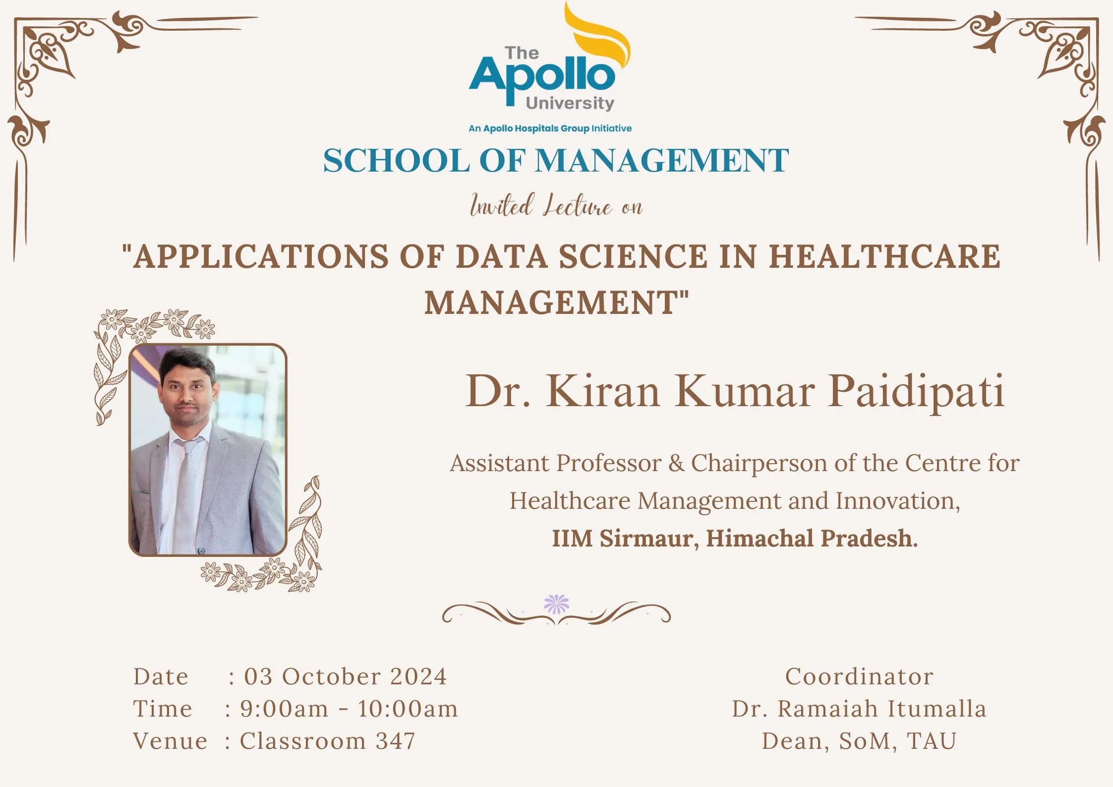 Invited lecture by Dr. Kiran Kumar Paidipati