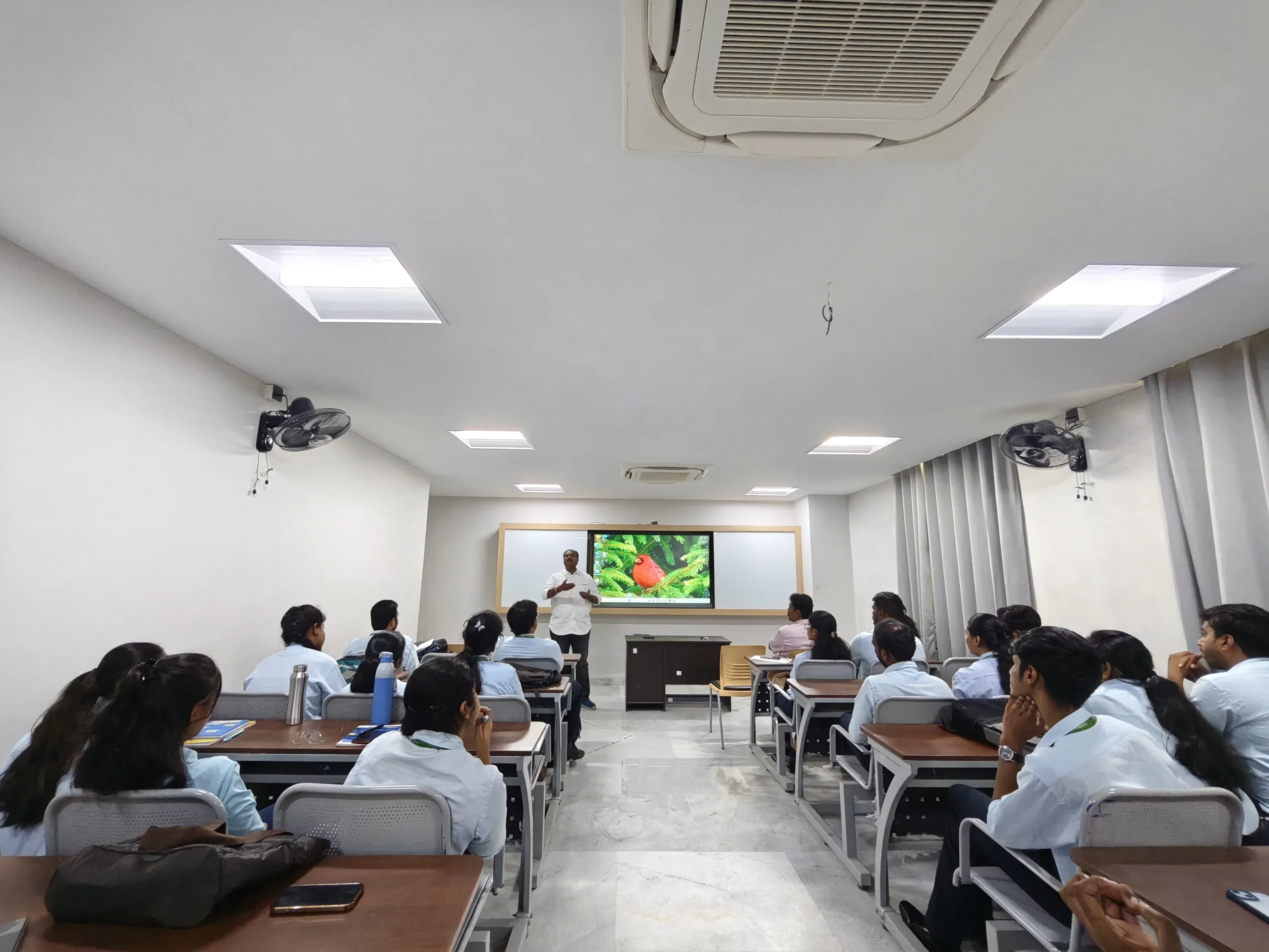 Students and faculty attending the International Lecture on Healthcare Management by Dr. Lingala Kalyan Viswanath Reddy