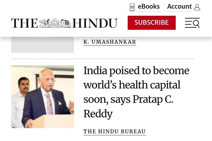 News articles of Dr. Pratap C. Reddy