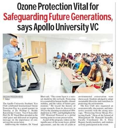 Vice Chancellor delivering a talk on Ozone Protection awareness