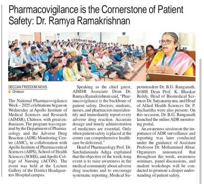 Press clipping highlighting Pharmacovigilance Week 2025 celebrations