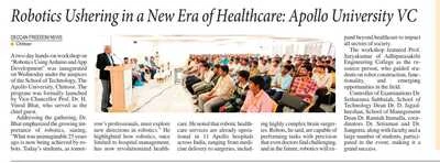 Press clipping highlighting Robotics Workshop conducted at the campus