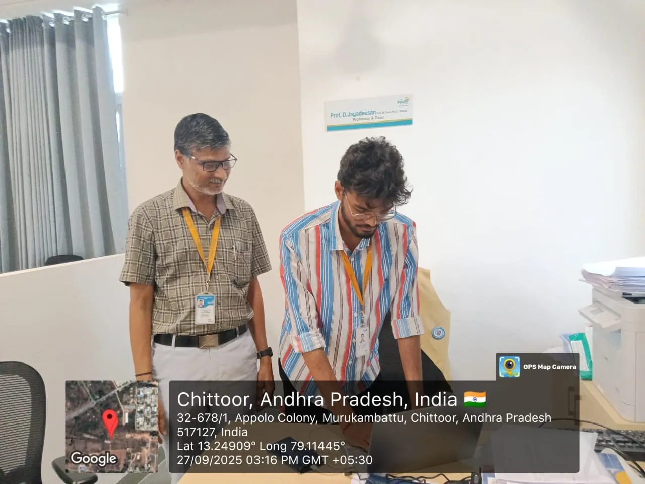 EWYL intern presenting their project work to Dr.D Jagadeesan for feedbac