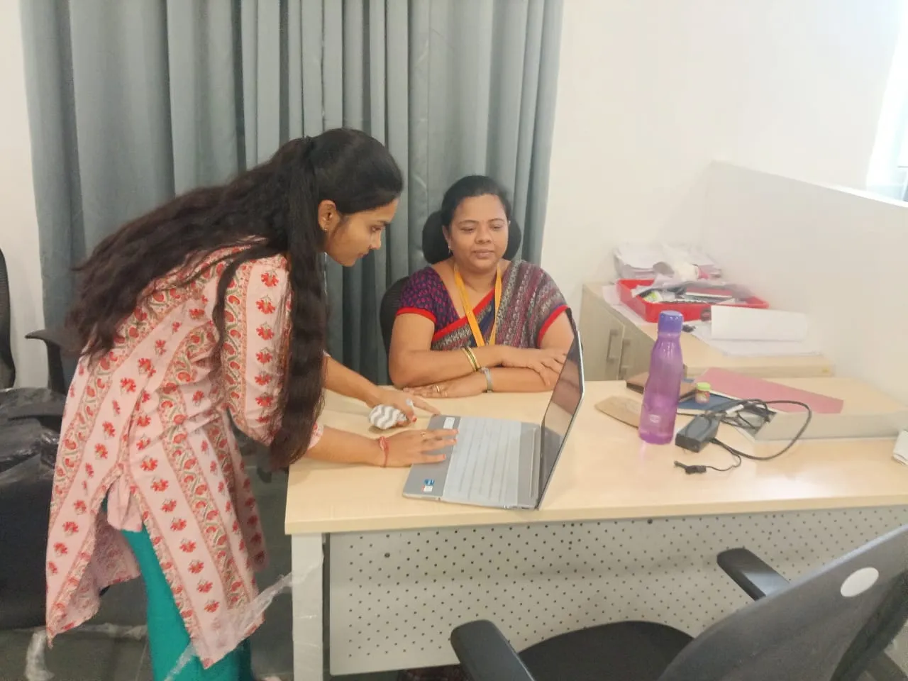 EWYL intern presenting their project work to Dr.G B Hima Bindu for feedback.