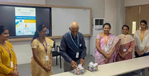 Prof. M. Potharaju delivering a speech at the International Peace Day event