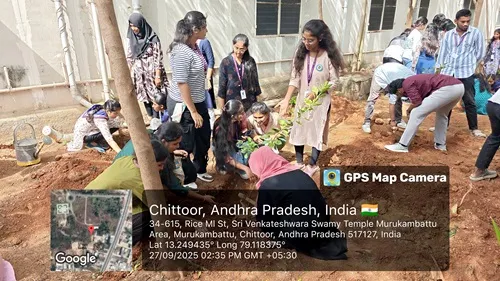 Group of students planting saplings during a tree plantation drive at The Apollo University
