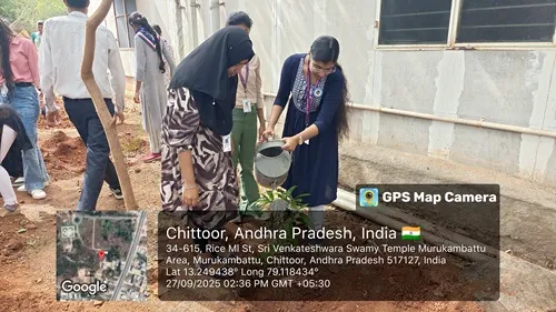 Students actively involved in eco-friendly plantation drive on university campus.