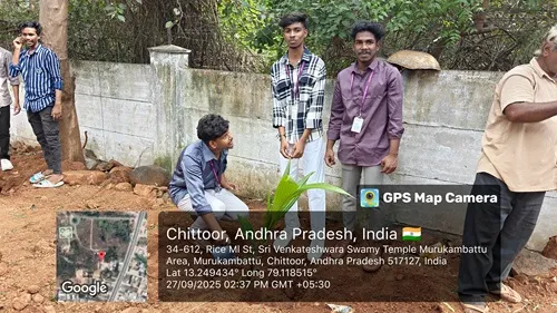 Participants of university tree plantation drive actively planting saplings