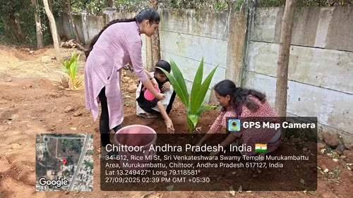 Group of students engaged in planting trees for campus greenery and sustainability