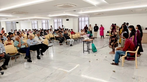 Student presenting a skit on Swachhta Hi Seva during the event.