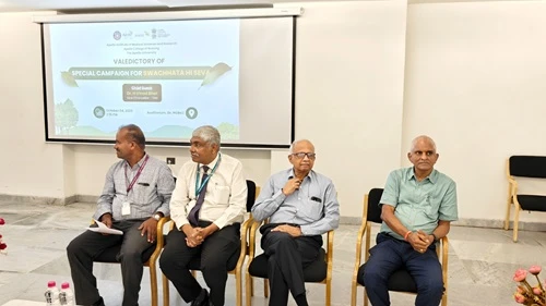 Chief Guest attending the Swachh Bharat Mission awareness program.