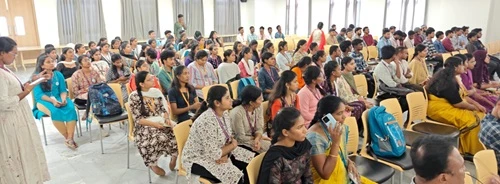 Students and faculty attending the Swachh Bharat Mission session.