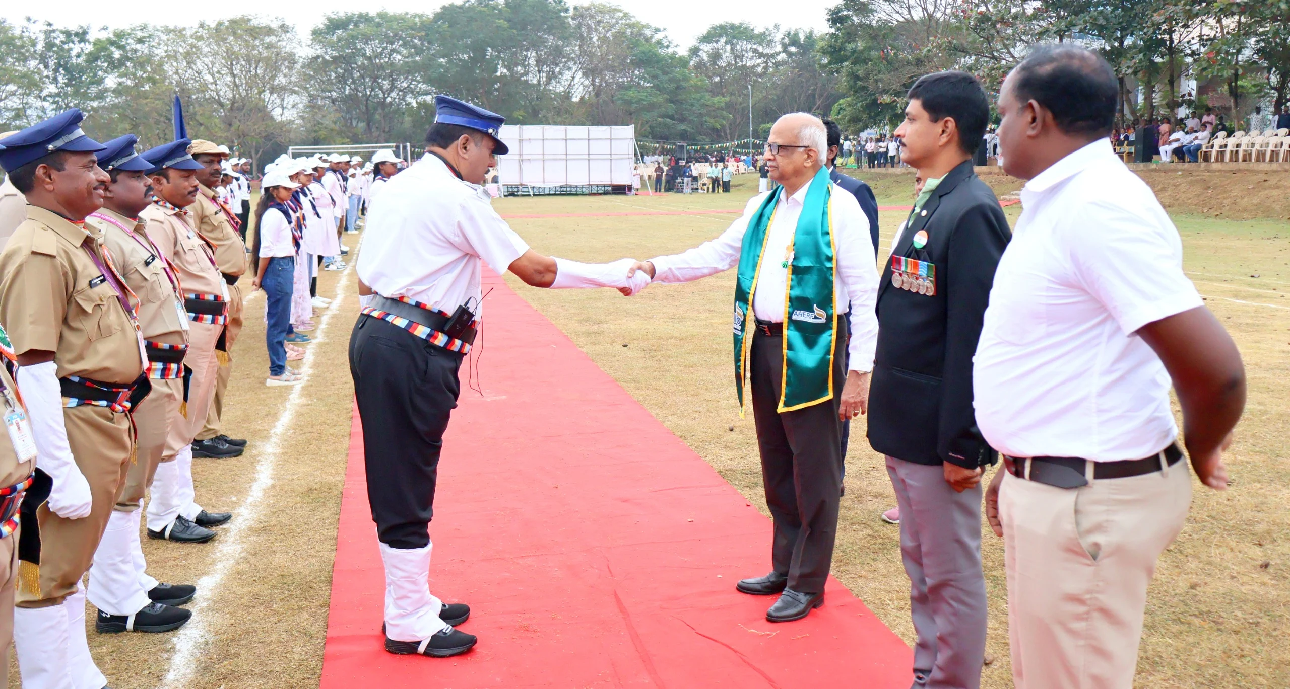 Republic Day March Past -Head Guard with VC Dr. H Vinod Bhat