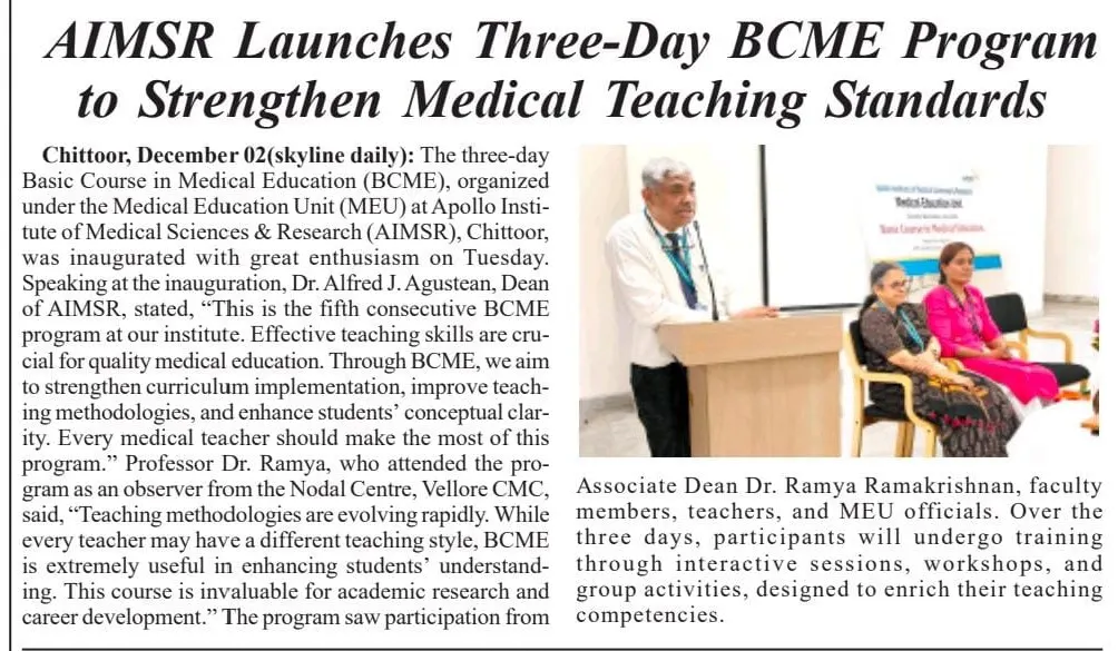 AIMSR Launches Three-Day BCME Program to Strengthen Medical Teaching ...